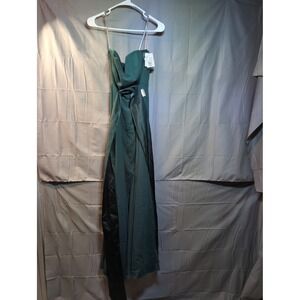 Vera Wang Forest‎ Green Strapless Crepe Gown Size 6 Prom Formal Bridesmaid